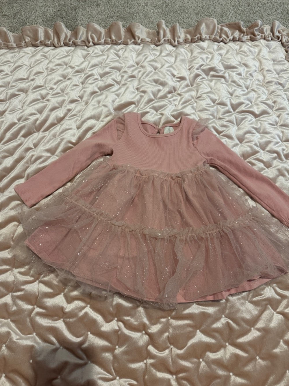 Joie Pink Tulle Sparkle Long-Sleeve Dress